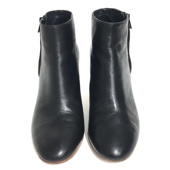 Loeffler Randall Ana-Va Block Heels Side Zip Leather Ankle Boots Black Size 6.5 - Picture 3 of 17